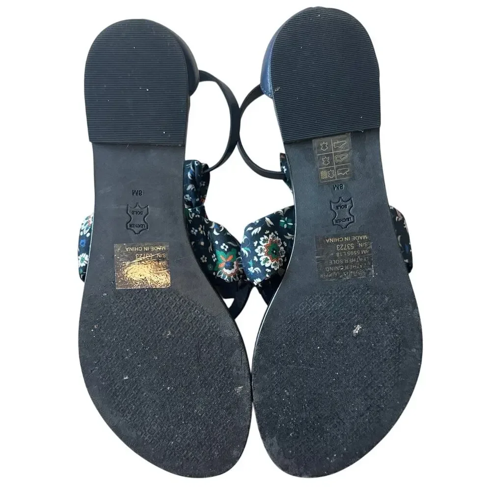 Tory Burch‎ Miller Scarf Sandals Navy Floral Ankle Strap 8